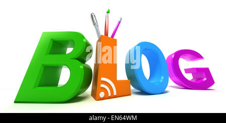 Blog di colorati. 3D concetto su sfondo bianco. Foto Stock