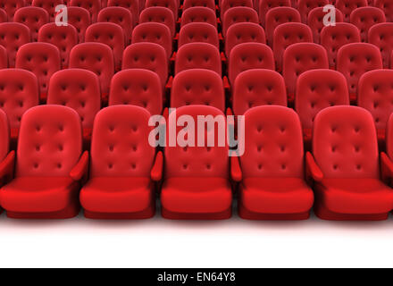 Rosso sedi del teatro. 3D render. Foto Stock