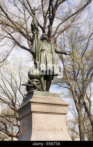 Statua di bronzo di Christoper Columbus dallo scultore Jeronimo Sunol nel Central Park di New York, Stati Uniti d'America Foto Stock