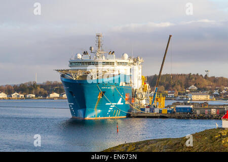 Mare del Nord un gigante Multi Purpose Offshore nave ormeggiata in Stavanger Norvegia. Foto Stock