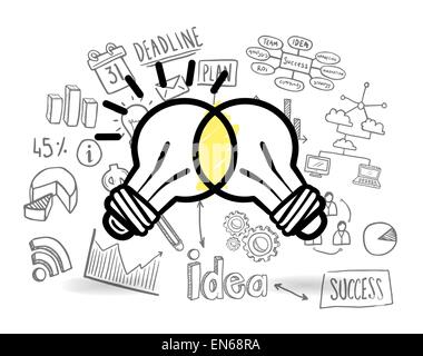 Lampadine della luce contro il vettore di brainstorming Illustrazione Vettoriale