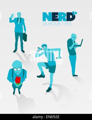 Nerd sagome vettore Illustrazione Vettoriale