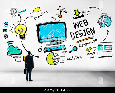 Il contenuto di creatività Digital Graphic Layout Web Design Concept della pagina Web Foto Stock