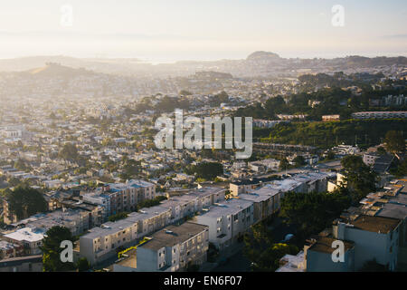 Vista la mattina da Twin Peaks, a San Francisco, California. Foto Stock