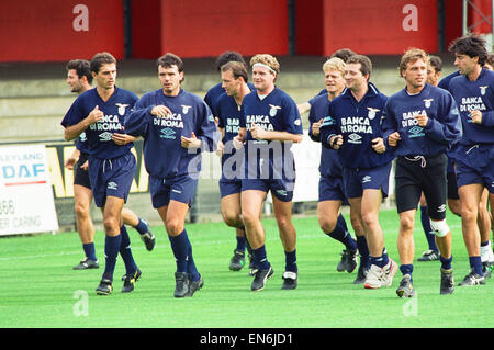 Lazio Il calciatore Paul Gascoigne durante una sessione di formazione con i tuoi compagni di squadra prima della partita contro l'Ajax nel Makita torneo internazionale. Il 30 luglio 1993. Foto Stock