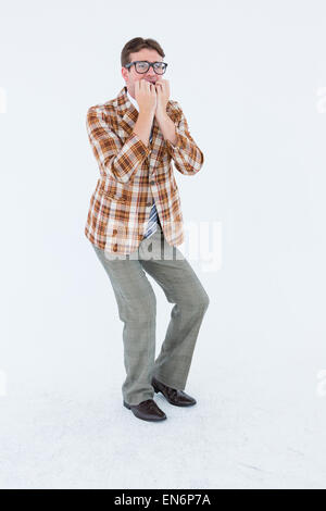 Geeky hipster cercando sistema nervoso Foto Stock