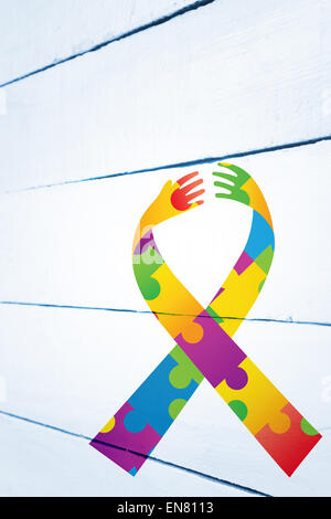 Immagine composita di sensibilizzazione sull'autismo ribbon Foto Stock