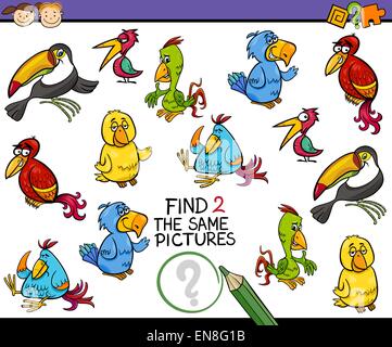 Illustrazione del fumetto di trovare la stessa immagine gioco educativo per bambini in età prescolare Illustrazione Vettoriale