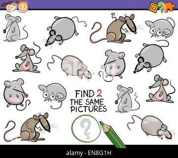 Illustrazione del fumetto di trovare la stessa immagine gioco educativo per bambini in età prescolare Illustrazione Vettoriale