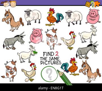 Illustrazione del fumetto di trovare la stessa immagine gioco educativo per bambini in età prescolare Illustrazione Vettoriale