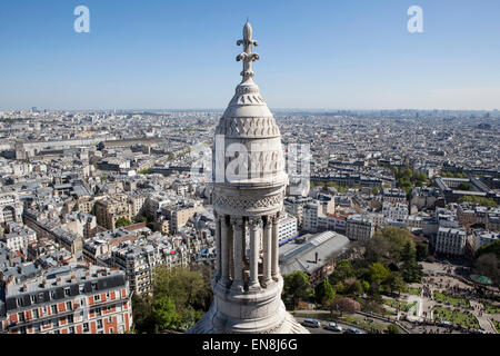 Vista dalla parte superiore della Basilica del Sacro Cuore di Parigi Foto Stock