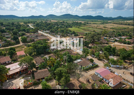 Orizzontale vista aerea dell'originale schiavi quarters a Valle de los Ingenios. Foto Stock