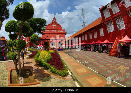 La Chiesa di Cristo in Piazza Olandese, conosciuta come Piazza Rossa, in Malacca, Malesia Foto Stock