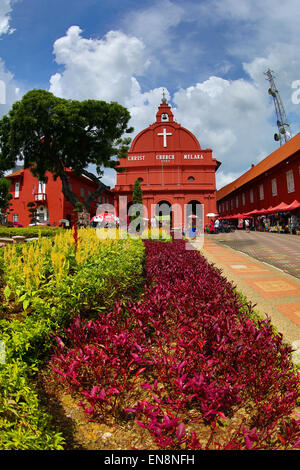 La Chiesa di Cristo in Piazza Olandese, conosciuta come Piazza Rossa, in Malacca, Malesia Foto Stock