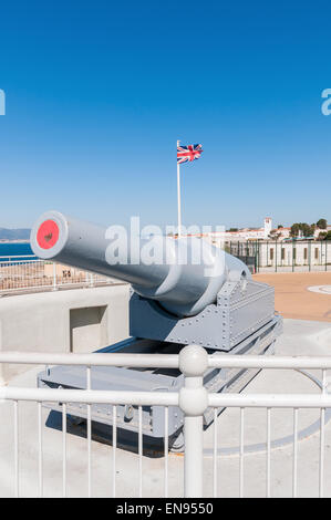 Il vecchio cannone installato in Europa Point su Gibilterra Foto Stock