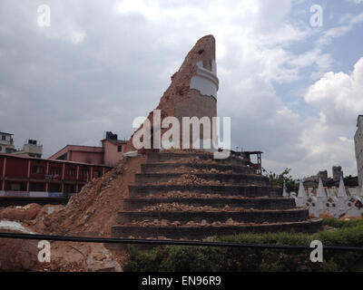 Terremoto Kathmandu in Nepal gli edifici danneggiati Foto Stock