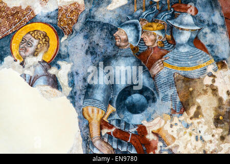 Particolare di affresco di eremo di Santa Caterina del Sasso, Lago Maggiore, Lombardia, Italia Foto Stock
