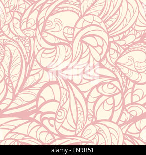 Rosa disegnati a mano con motivi floreali Zentangle seamless. Progettazione del modello di scheda o poster. Foto Stock