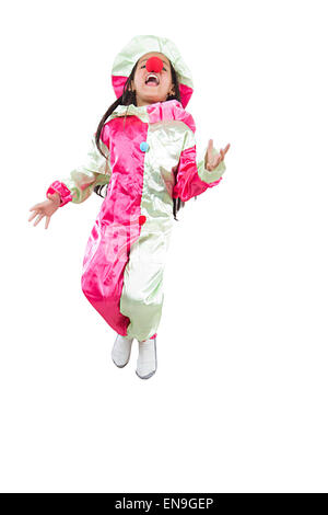 1 bambini indiani ragazza Costume Joker Jumping Foto Stock