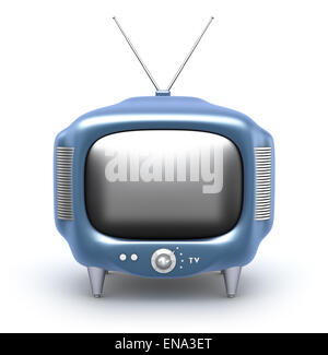 Retrò set TV. Isolato su sfondo bianco. Foto Stock