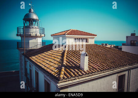 Marittime, Faro penyscola viste, bella città di Valencia in Spagna Foto Stock