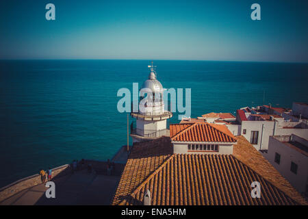 Holiday, Faro penyscola viste, bella città di Valencia in Spagna Foto Stock