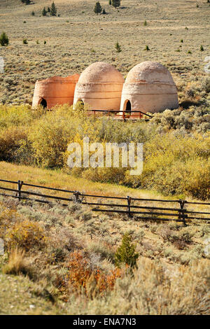 Resti della storica Birch Creek Carbonaie nell'Area Gilmore, Lemhi County Idaho, Stati Uniti d'America Foto Stock