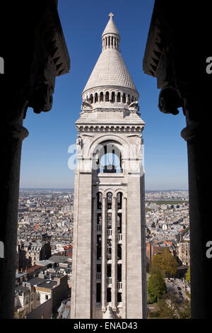 Vista dalla parte superiore della Basilica del Sacro Cuore di Parigi Foto Stock