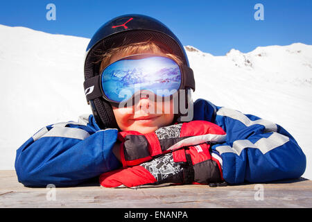 Poster boy maschere da sci vacanza Foto Stock