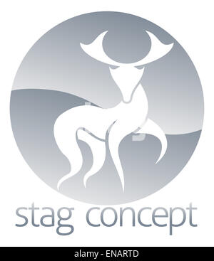 Una illustrazione astratta di un Stag Cervo concept design circle concept design Foto Stock