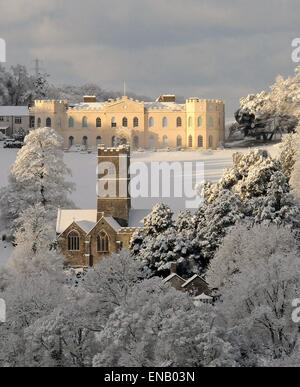 St Michaels Tawstock Corte Tawstock Chiesa Parrocchiale Inverno View North Devon Foto Stock