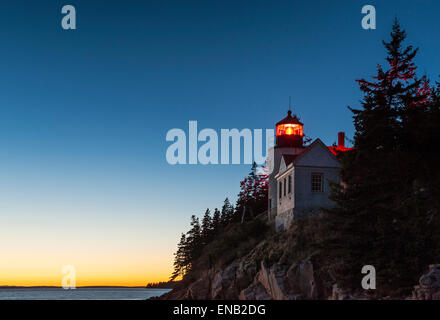 Porto basso faro, Parco Nazionale di Acadia, Maine, Foto Stock