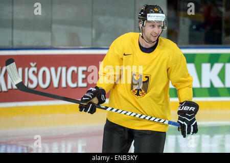 Praga, Repubblica Ceca. 01 Maggio, 2015. La Germania Michael Wolf durante la formazione del team per i Campionati Mondiali di Hockey su ghiaccio della Tipsport Arena di Praga Repubblica Ceca, 01 maggio 2015. Wolf sarà capitano della squadra il campionato. Foto: ARMIN WEIGEL/dpa/Alamy Live News Foto Stock