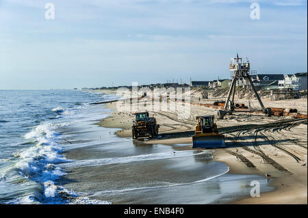 La ricostruzione ha eroso le spiagge, i NAG Testa, Outer Banks, North Carolina, STATI UNITI D'AMERICA Foto Stock