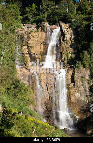 Abbassare Ramboda Falls cascata, Ramboda Oya fiume, vicino a Nuwara Eliya, provincia centrale, Sri Lanka, Asia Foto Stock