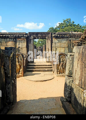 Vatadage (Circolare reliquia casa), Polonnaruwa quadrangolo, Sito Patrimonio Mondiale dell'UNESCO, Sri Lanka,Asia Foto Stock