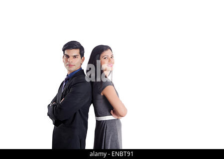 2 indian Business collega posa permanente Foto Stock