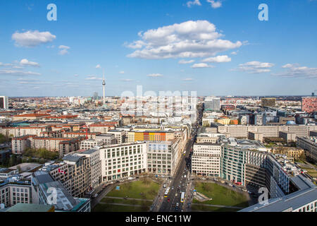 Vista sul centro di Berlino, la torre della televisione, Leipziger Platz, quadrato, Foto Stock