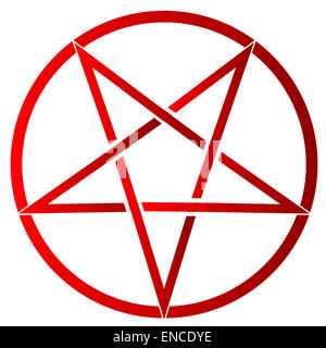 Le cinque punte pentagram su uno sfondo bianco Foto Stock