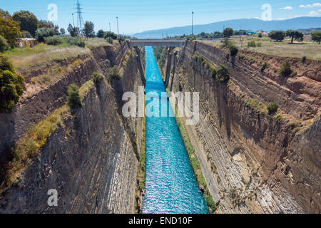 Il Canale di Corinto visto dal di sopra, Grecia Foto Stock