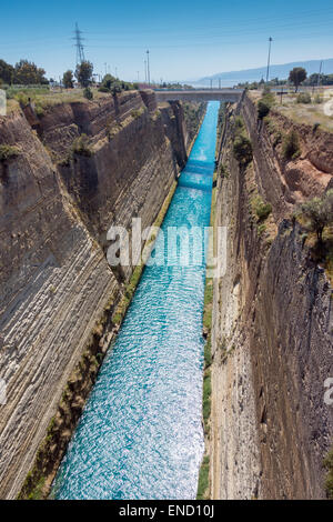 Il Canale di Corinto visto dal di sopra, Grecia Foto Stock