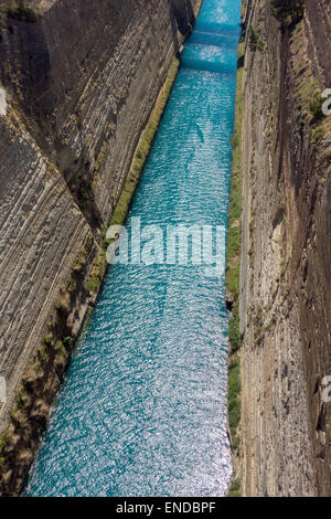 Il Canale di Corinto visto dal di sopra, Grecia Foto Stock