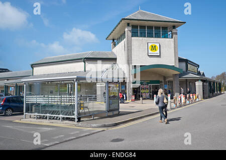 La parte esterna di un Morrisons super mercato a Newquay, Cornwall, Regno Unito Foto Stock