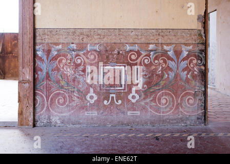 Dipinto a mano modello sul muro a ex-Hacienda Jaral de Berrio in Messico Foto Stock