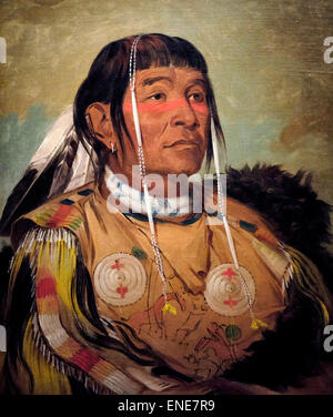 Sha-có-pay, sei, Capo della pianura Ojibwa, 1832 George Catlin Foto Stock