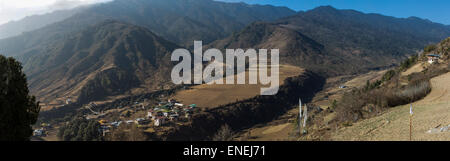 Rukubji, Wangdue Phodrang, Western Bhutan, Asia, panorama Foto Stock