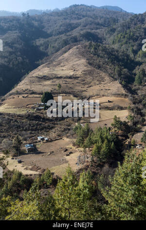 Campagna vicino Rukubji, Wangdue Phodrang, Western Bhutan - Asia Foto Stock