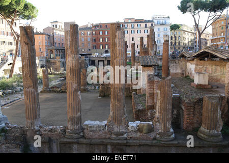 L'Italia. Roma. L'area Sacra di Largo di Torre Argentina. Rovine di epoca romana repubblicana templi. Antico Campo Marzio. Foto Stock