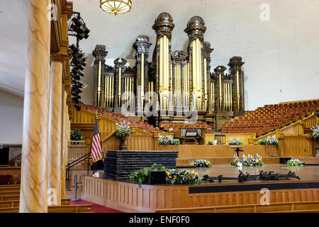Salt Lake tabernacolo sulla Piazza del Tempio di Salt Lake City, Utah, Stati Uniti d'America Foto Stock