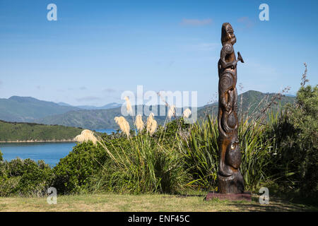 Karaka Point Lookout sul suono di Marlborough, Nuova Zelanda. Foto Stock